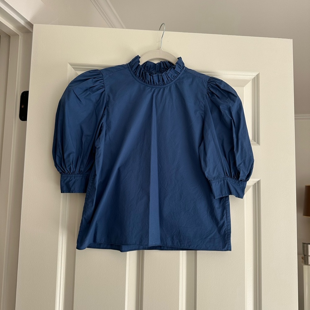 Hunter Bell Short Sleeved Blue Blouse